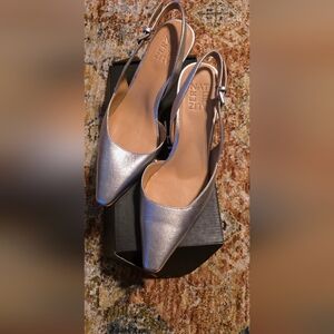 Naturalizer Silver Slingback Heels with Pointed Toe